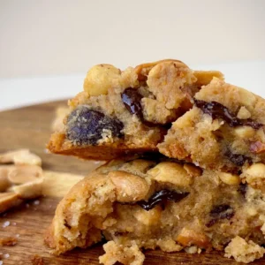 Cookie Peanut cassé en deux swirl beurre cacahuète intérieur moelleux Snackart Agen